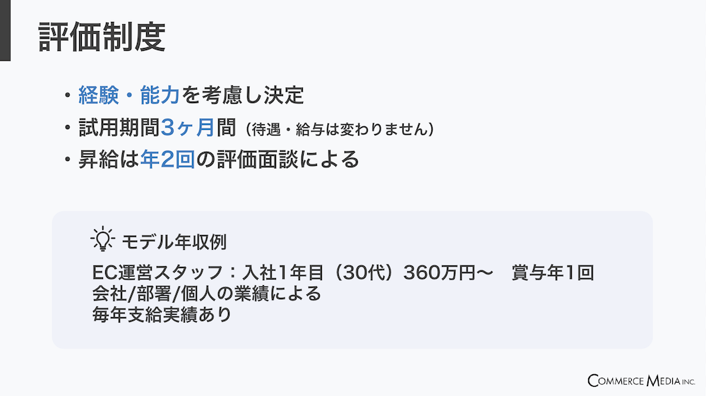 株式会社コマースメディア_採用説明資料・採用ピッチ資料_評価制度