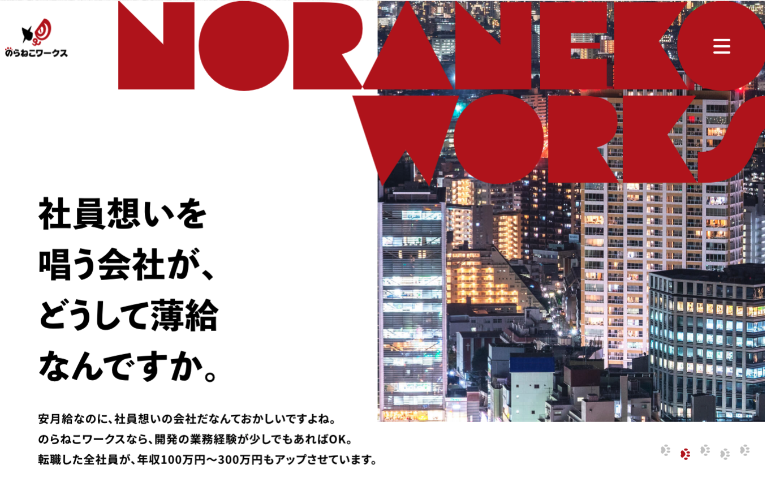 株式会社マシカクの制作実績、デザイン,のらねこワークス株式会社 　採用サイト制作